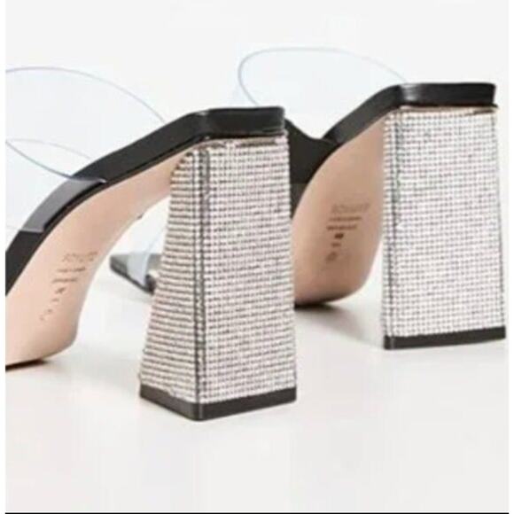 Schutz Ariellen Vinyl Crystal Embellished Heels Sz 8.5B - Picture 2 of 9